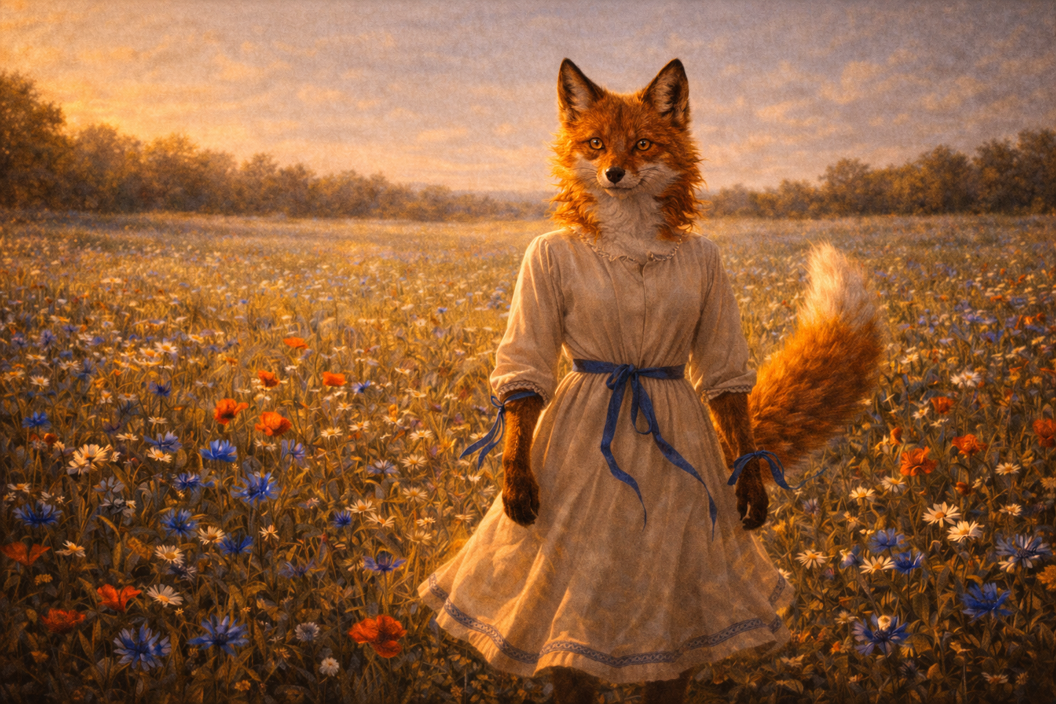 Foxyana in a golden wildflower meadow — Pruzhynka, the little spring that begins everything